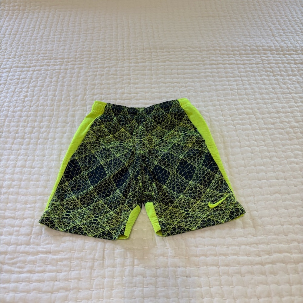 Kids Nike Neon Green and Black Athletic Shorts with Pockets